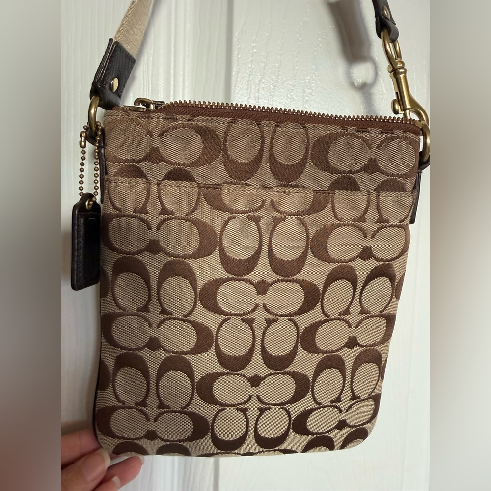 Coach Signature Brown and Tan Messenger Bag - Picture 7 of 11
